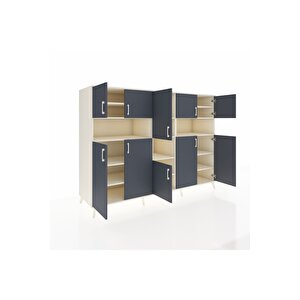 Kronos Dolap 14 Raflı 10 Kapaklı 220x59x163 Aytaşı-antrasit/aytaşı