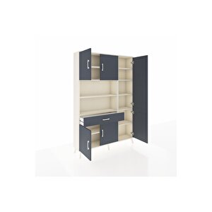 Arges Gardrop 10 Raflı Tek Çekmeceli 6 Kapaklı 132x30x195 Aytaşı-antrasit