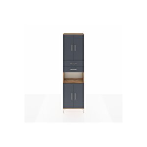 Arges Dolap 4 Raflı 2 Çekmeceli 4 Kapaklı 60x30x221 Çam-antrasit