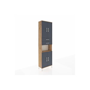 Arges Dolap 4 Raflı 2 Çekmeceli 4 Kapaklı 60x30x221 Çam-antrasit