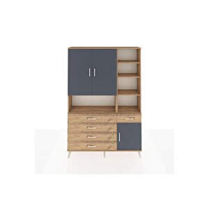 Arges Dolap 8 Raflı 5 Çekmeceli 3 Kapaklı 132x30x195 Çam-antrasit/çam