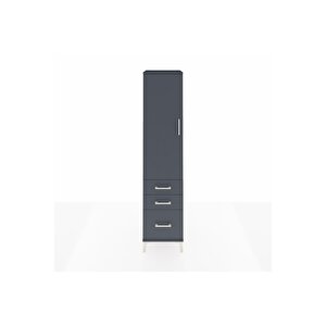Hyperion Dolap 4 Raflı 3 Çekmeceli Tek Kapaklı 44x44x195 Antrasit-antrasit