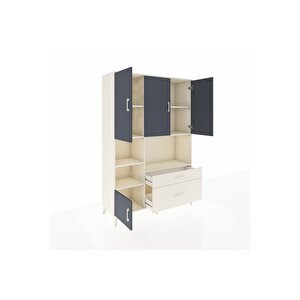 Hyperion Dolap 7 Raflı 2 Çekmeceli 5 Kapaklı 132x44x195 Aytaşı-antrasit/aytaşı