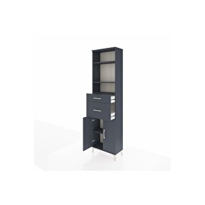 Arges Dolap 4 Raflı 2 Çekmeceli 2 Kapaklı 60x30x221 Antrasit-antrasit