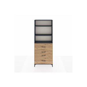 Arges Dolap 3 Raflı 4 Çekmeceli 88x30x221 Antrasit-çam