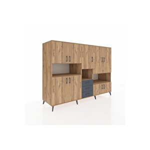 Kronos Dolap 13 Raflı 3 Çekmeceli 9 Kapaklı 220x59x163 Çam-çam/antrasit