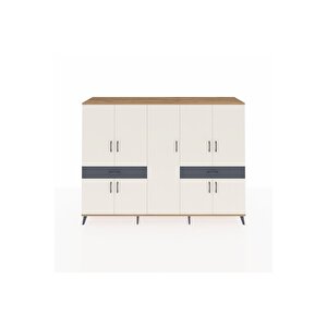 Hyperion Dolap 12 Raflı 2 Çekmeceli 8 Kapaklı 220x44x163 Çam-aytaşı/antrasit
