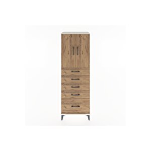 Hyperion Dolap Tek Raflı 5 Çekmeceli 2 Kapaklı 60x44x182 Aytaşı-çam