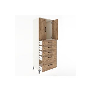 Hyperion Dolap Tek Raflı 5 Çekmeceli 2 Kapaklı 60x44x182 Aytaşı-çam