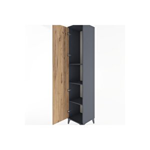 Hyperion Dolap 3 Raflı Tek Kapaklı 44x44x221 Antrasit-çam