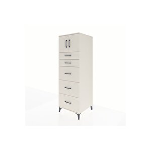 Kronos Dolap Tek Raflı 5 Çekmeceli 2 Kapaklı 60x59x182 Aytaşı-aytaşı