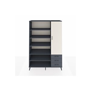 Hyperion Dolap 9 Raflı 3 Çekmeceli Tek Kapaklı  132x44x195 Antrasit-aytaşı/antrasit