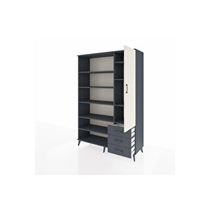Hyperion Dolap 9 Raflı 3 Çekmeceli Tek Kapaklı  132x44x195 Antrasit-aytaşı/antrasit