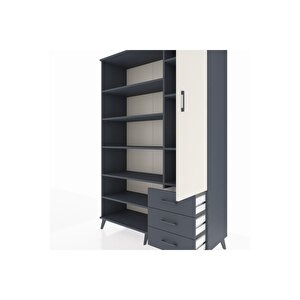 Hyperion Dolap 9 Raflı 3 Çekmeceli Tek Kapaklı  132x44x195 Antrasit-aytaşı/antrasit