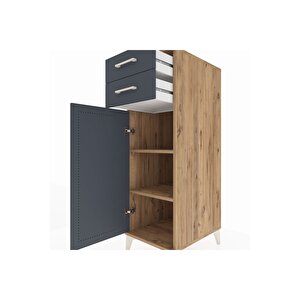 Kronos Dolap 2 Raflı 2 Çekmeceli Tek Kapaklı 44x59x134 Çam-antrasit