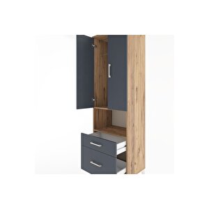 Hyperion Dolap 2 Raflı 2 Çekmeceli Tek Askılı 60x44x195 Çam-antrasit