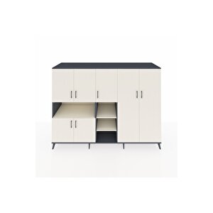 Kronos Dolap 13 Raflı 7 Kapaklı 220x59x163 Antrasit-aytaşı