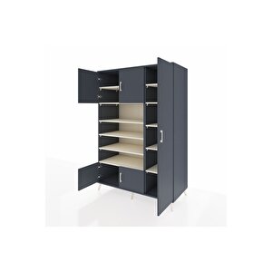 Kronos Dolap 11 Raflı 5 Kapaklı 132x59x195 Antrasit-antrasit/aytaşı