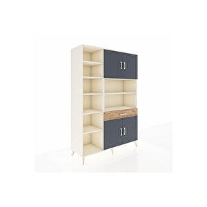 Hyperion Dolap 10 Raflı Tek Çekmeceli 4 Kapaklı 132x44x195 Aytaşı-antrasit/çam