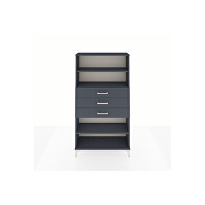 Arges Dolap 3 Raflı 3 Çekmeceli 88x30x163 Antrasit-antrasit