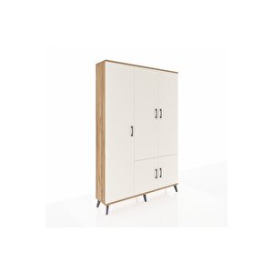 Arges Gardrop 7 Raflı 5 Kapaklı Tek Askılı 132x30x195 Çam-aytaşı