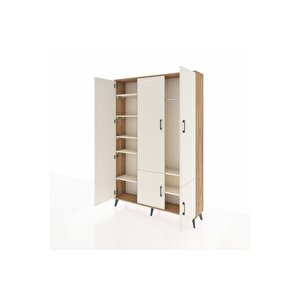 Arges Gardrop 7 Raflı 5 Kapaklı Tek Askılı 132x30x195 Çam-aytaşı