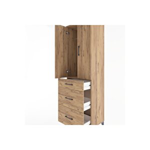 Hyperion Dolap Tek Raflı 3 Çekmeceli Tek Askılı 60x44x195 Çam-çam