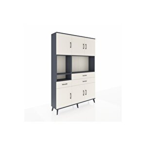 Arges Gardrop 9 Raflı 3 Çekmeceli 6 Kapaklı 132x30x195 Antrasit-aytaşı