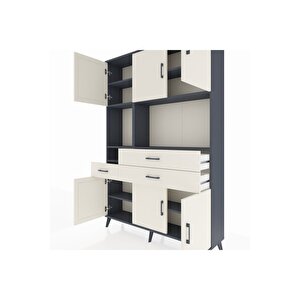 Arges Gardrop 9 Raflı 3 Çekmeceli 6 Kapaklı 132x30x195 Antrasit-aytaşı