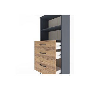 Arges Dolap 2 Raflı 3 Çekmeceli 60x30x134 Antrasit-çam