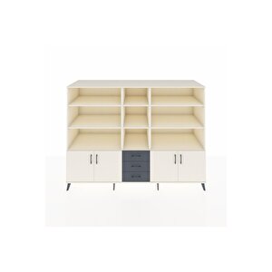 Kronos Dolap 11 Raflı 3 Çekmeceli 4 Kapaklı 220x59x163 Aytaşı-aytaşı/antrasit