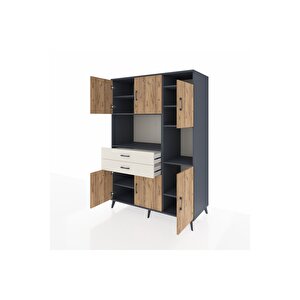 Kronos Dolap 9 Raflı 2 Çekmeceli 6 Kapaklı 132x59x195 Antrasit-çam/aytaşı