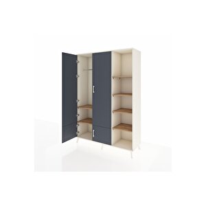 Hyperion Dolap 6 Raflı 4 Kapaklı Tek Askılı 132x44x195 Aytaşı-antrasit/çam