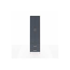 Arges Dolap 3 Raflı 2 Çekmeceli Tek Askılı 60x30x221 Antrasit-antrasit