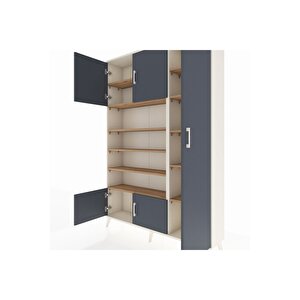 Arges Dolap 11 Raflı 5 Kapaklı 132x30x195 Aytaşı-antrasit/çam