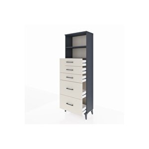 Arges Dolap 2 Raflı 5 Çekmeceli 60x30x182 Antrasit-aytaşı