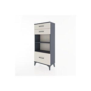 Hyperion Dolap 2 Raflı 3 Çekmeceli 60x44x134 Antrasit-aytaşı