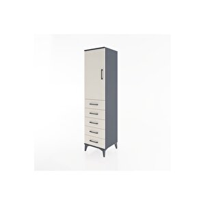 Hyperion Dolap Tek Raflı 5 Çekmeceli Tek Askılı 44x44x182 Antrasit-aytaşı