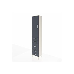 Arges Dolap 3 Raflı 5 Çekmeceli Tek Kapaklı 44x30x221 Aytaşı-antrasit