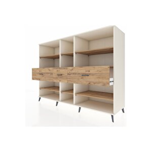 Kronos Dolap 9 Raflı 3 Çekmeceli  220x59x163 Aytaşı-çam