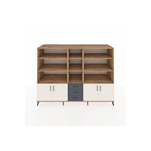 Kronos Dolap 11 Raflı 3 Çekmeceli 4 Kapaklı 220x59x163 Çam-aytaşı/antrasit