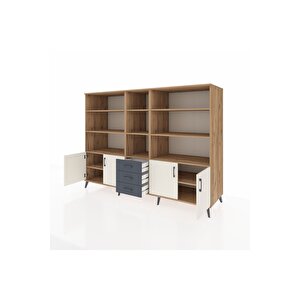 Kronos Dolap 11 Raflı 3 Çekmeceli 4 Kapaklı 220x59x163 Çam-aytaşı/antrasit