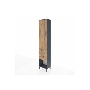 Arges Dolap 3 Raflı 2 Çekmeceli Tek Kapaklı 44x30x221 Antrasit-çam