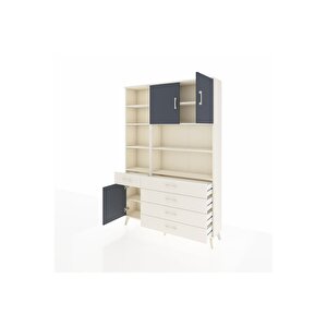 Arges Dolap 9 Raflı 5 Çekmeceli 3 Kapaklı 132x30x195 Aytaşı-antrasit/aytaşı