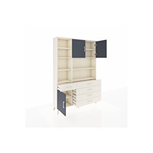 Arges Dolap 9 Raflı 5 Çekmeceli 3 Kapaklı 132x30x195 Aytaşı-antrasit/aytaşı