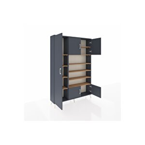 Arges Dolap 10 Raflı 5 Kapaklı 132x30x195 Antrasit-antrasit/çam