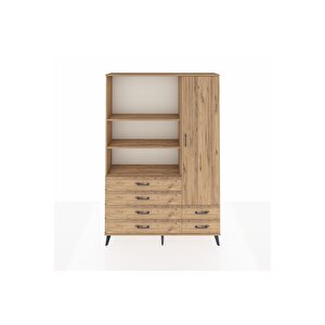 Arges Gardrop 7 Raflı 6 Çekmeceli Tek Kapaklı  132x30x195 Çam-çam