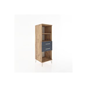 Hyperion Dolap 2 Raflı 2 Çekmeceli 44x44x134 Çam-antrasit
