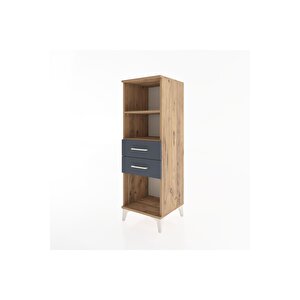 Hyperion Dolap 2 Raflı 2 Çekmeceli 44x44x134 Çam-antrasit