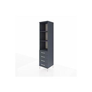 Hyperion Dolap 3 Raflı 4 Çekmeceli 44x44x195 Antrasit-antrasit